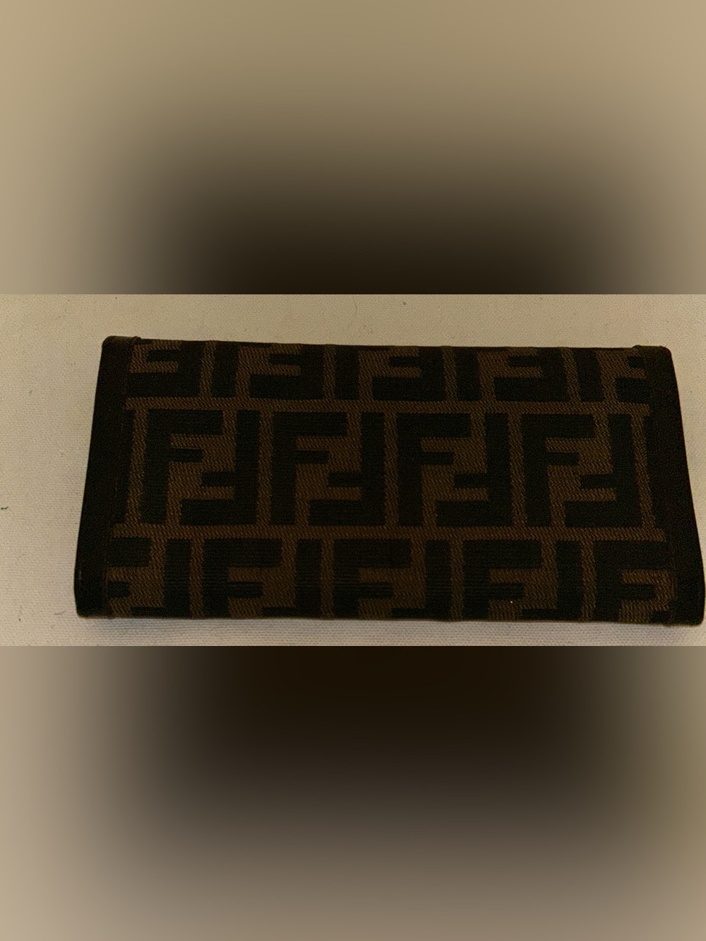 Fendi Brown and Black FF Logo Canvas Clutch with Silver F Buckle - Picture 7 of 10
